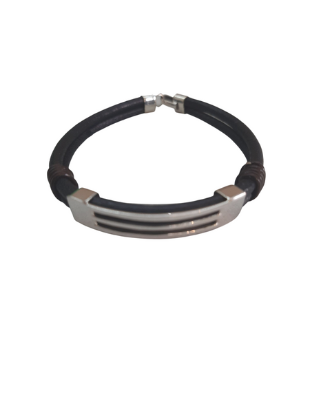 PULSERA DE DOS HILOS CON PLACA RANURADA