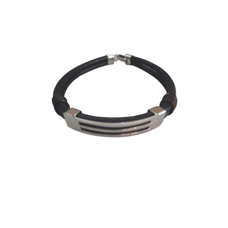 PULSERA DE DOS HILOS CON PLACA RANURADA